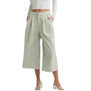 CHOOSY Brand Mint Sequin Wide Leg Crop Pants NWT Size 8